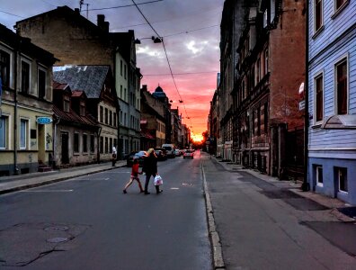 Baltic states sunset road