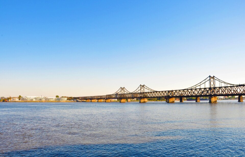 The yalu river bridge the water