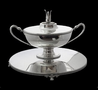Vintage dressing table sterling silver tableware black table