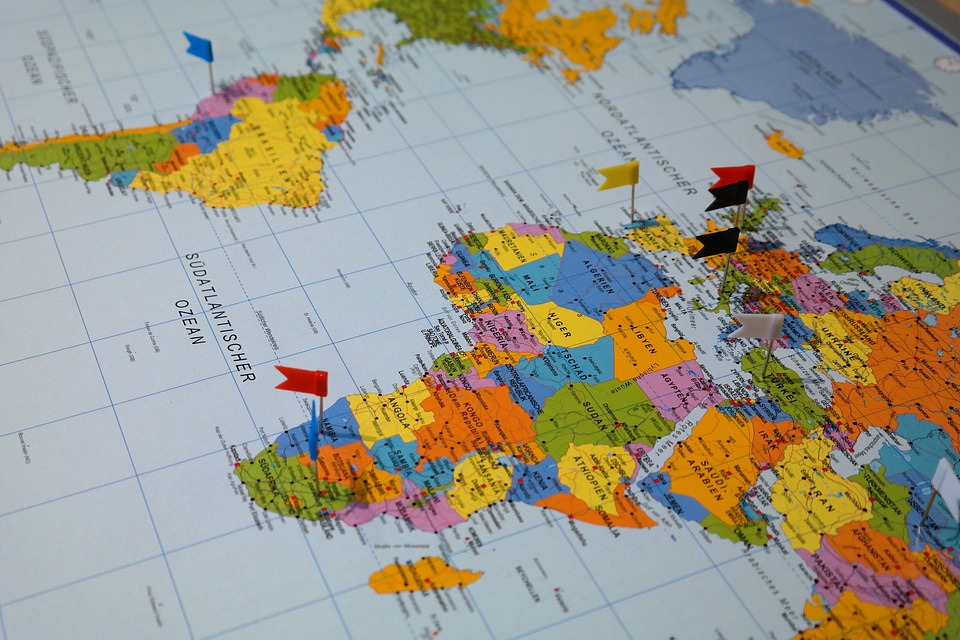 Country travel flags and pennants