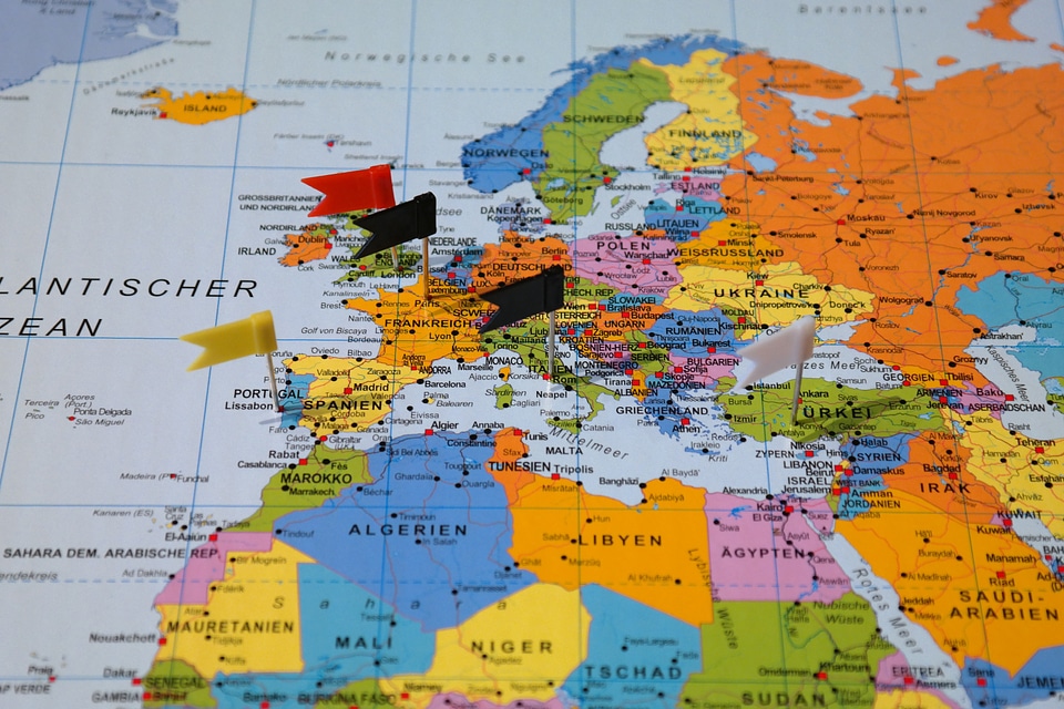 Country travel flags and pennants