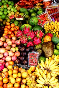 Exotic fruits assortment display