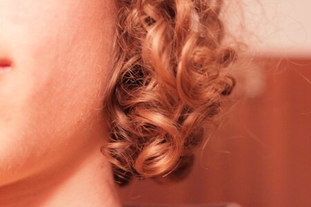 Blond curly long hair photo