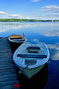 Moored blue vessels