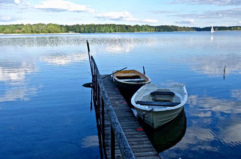 Moored blue vessels