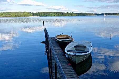 Moored blue vessels
