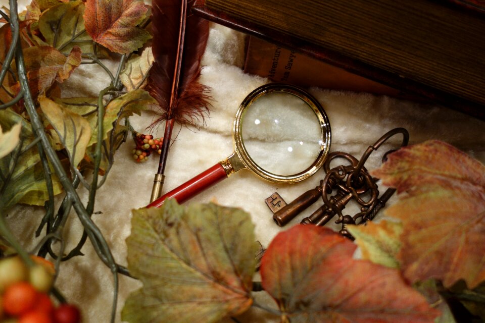 Mystery magnifying glass autumn photo