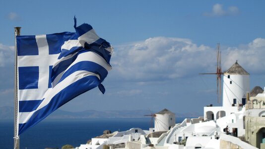 Flag greece santorini