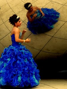 Blue dress celebration reflection
