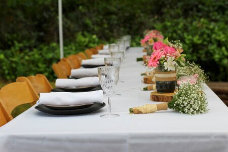Flowers plates tent