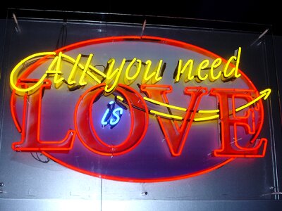 Logo neon letters in love