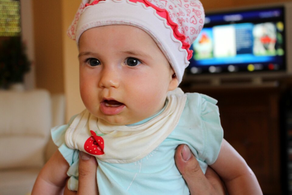 Baby girl cute amazed