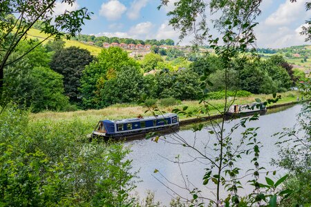 Stalybridge huddersfield narrow canal green boat photo