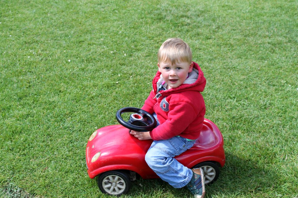 Grass red green car