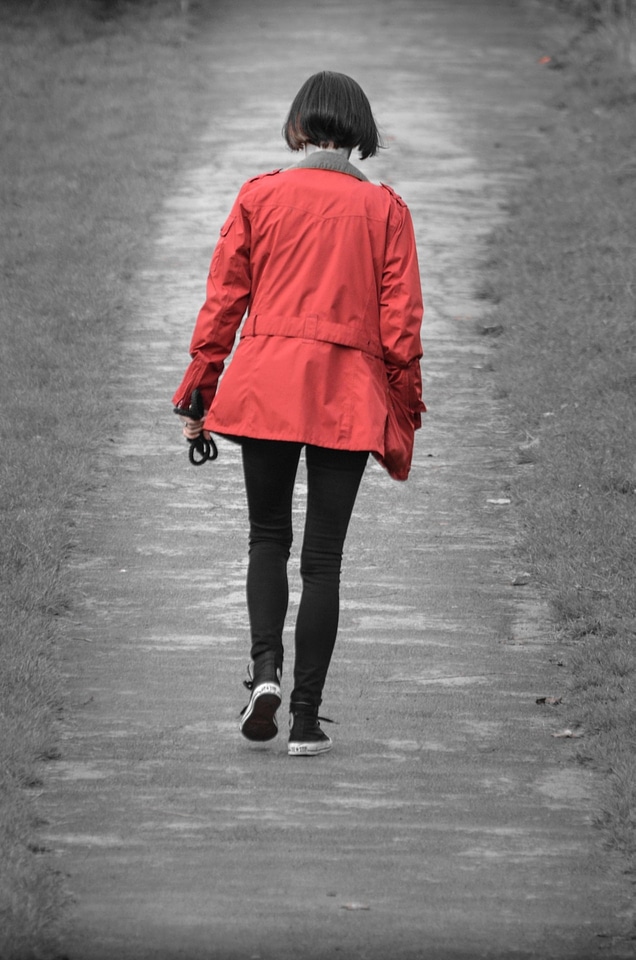 Red jacket pavement