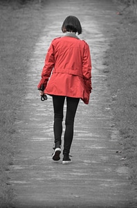 Red jacket pavement photo