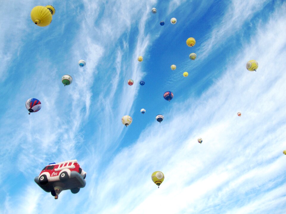 Colorful balloons blue sky ballooning