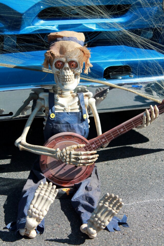 Crushed vehicular death halloween decor