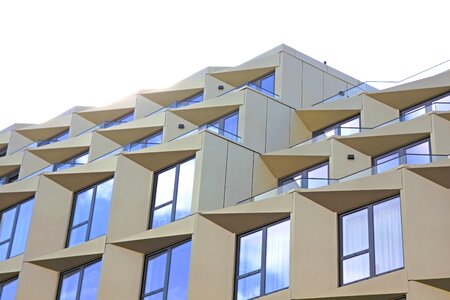 Modern large windows clear sky