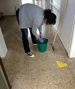 Side job woman floor