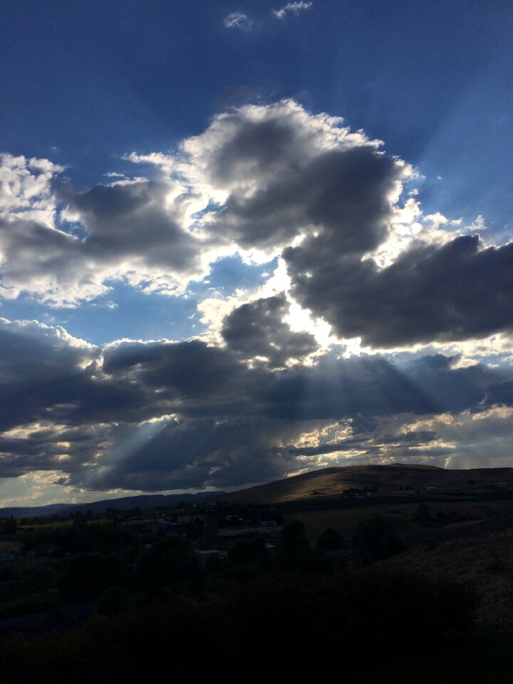 Evening sky rainy sunrays