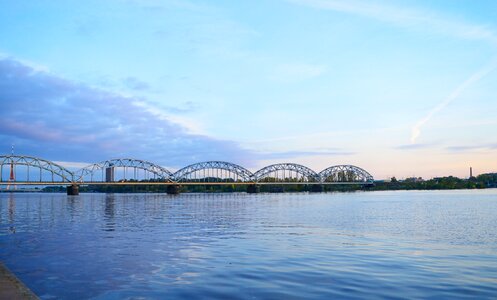 Daugava river bridge in riga showplace photo