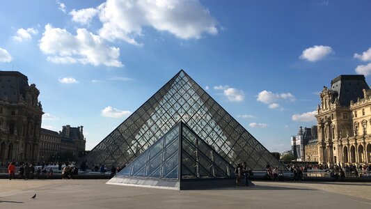 Glass pyramid paris sky