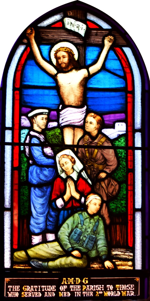 Stained glass window jesus monument