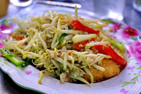 Dish pork chop egg tofu