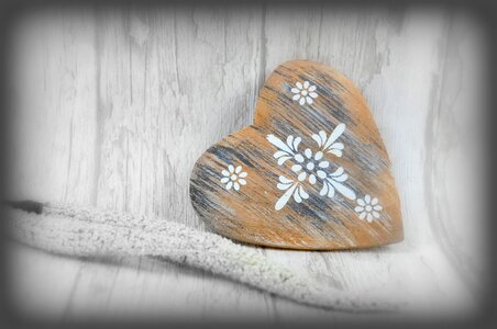 Rustic wood gray heart photo