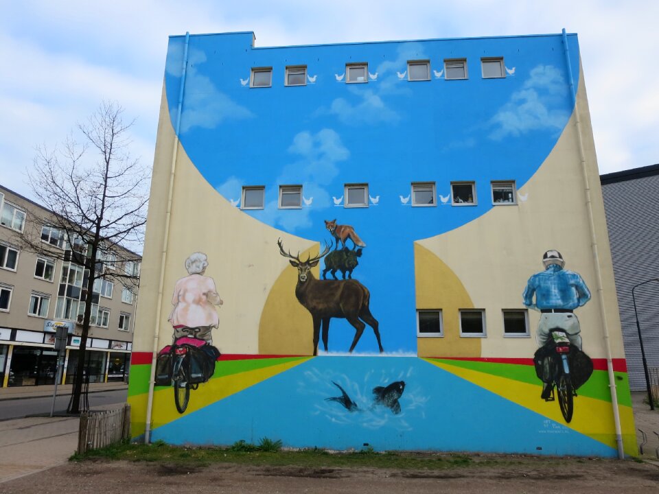 Wall building street art