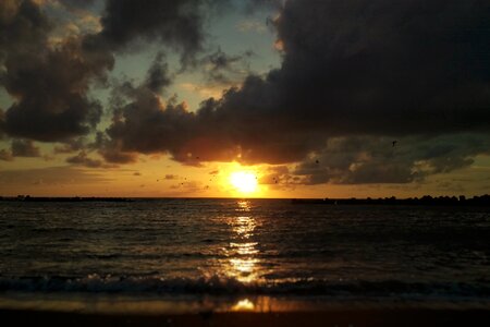 Sea beach sunset photo
