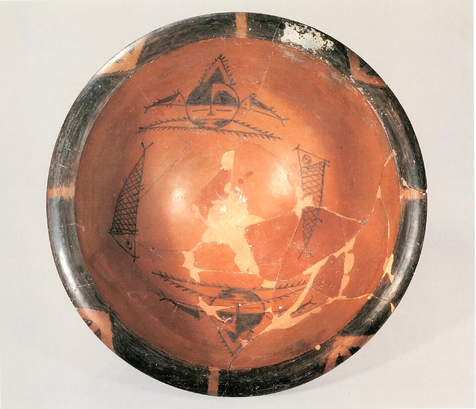 Color pottery human face fish pattern yangshao culture period china