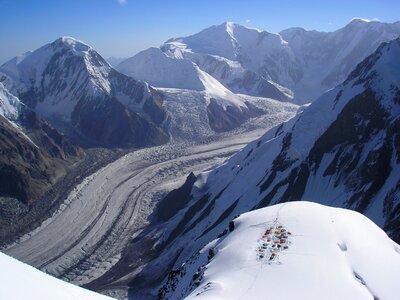 Camp glacier snow