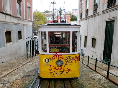 Lisbon public transport tram tracks photo
