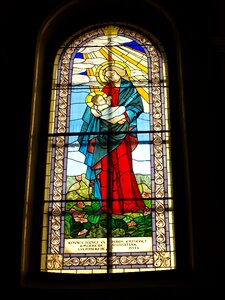 Catholic church stained glass window photo