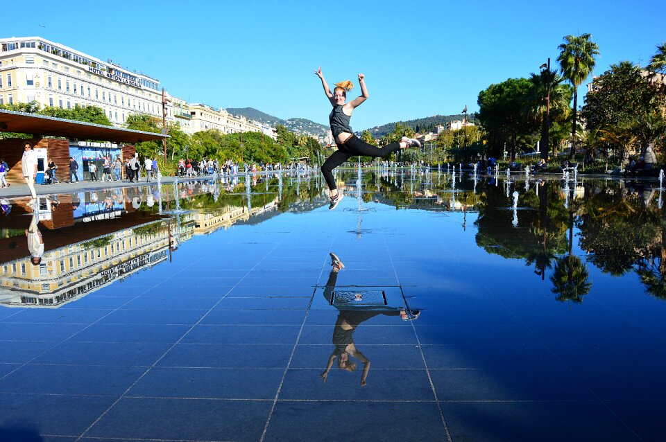 Water mirror view of the city france