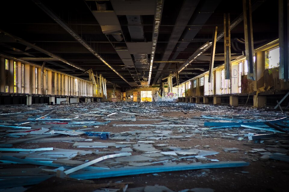 Abandoned industrial building lapsed