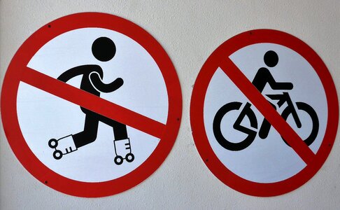 Forbidden roller skate bicycle
