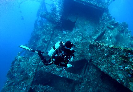 Underwater world wreck red sea
