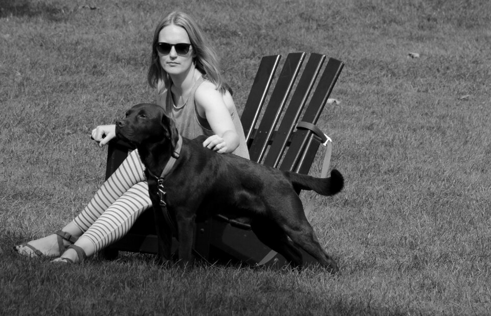 Woman dog park