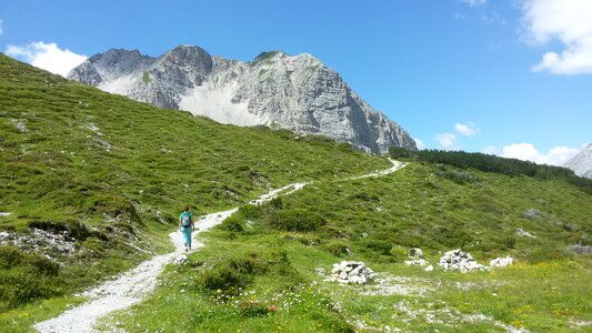 Landscape alpine trail photo