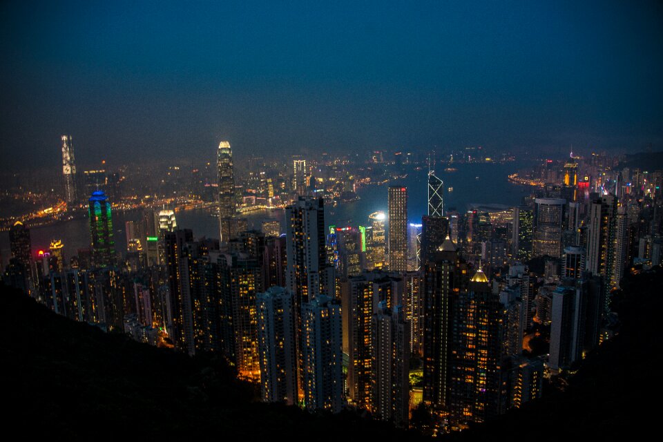 Hong kong night victoria peak