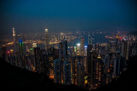 Hong kong night victoria peak photo