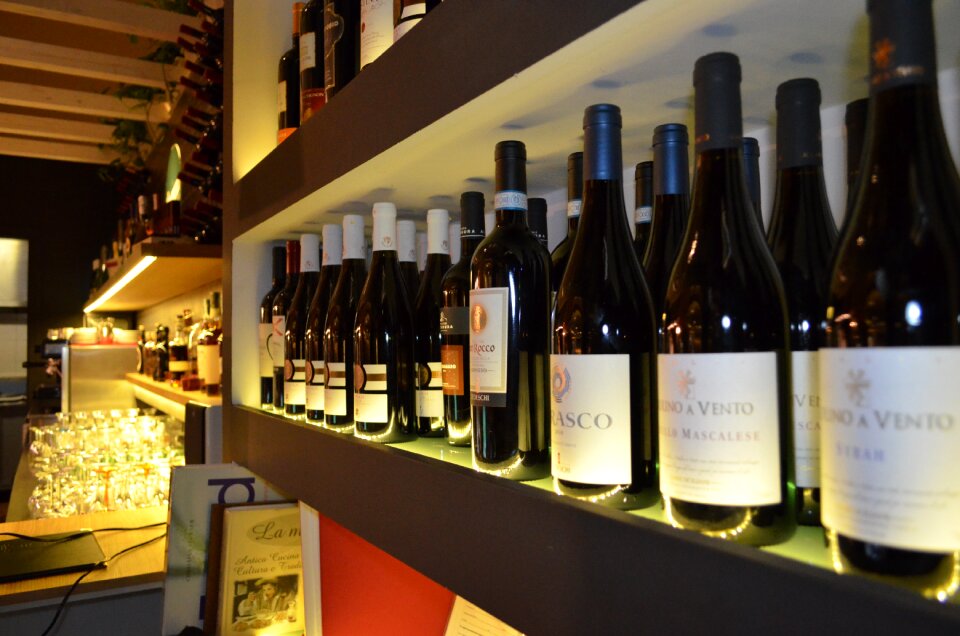 Bottle of wine bar shelf