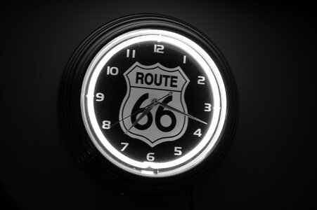 Clock neon black and white