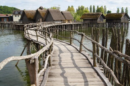 Nature village on the water sea bridge photo