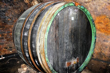 Wooden barrels store alcohol