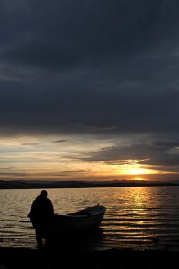 In the evening sunset silhouette