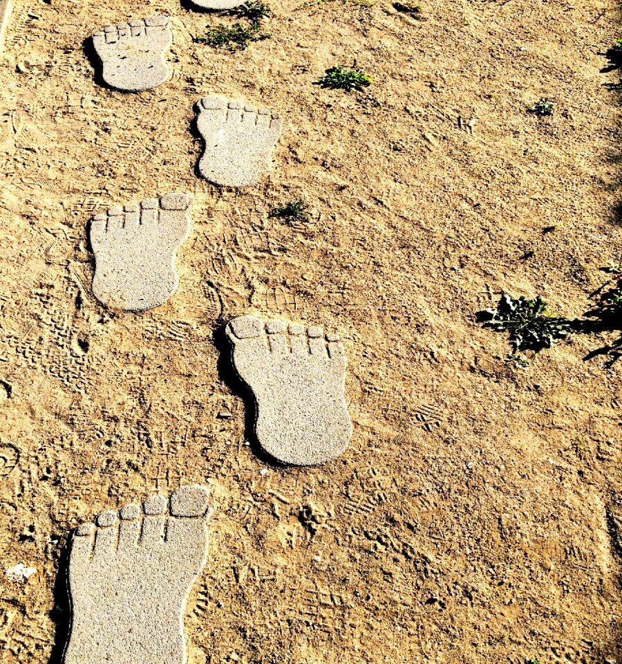 Footprint barefoot tracks in the sand